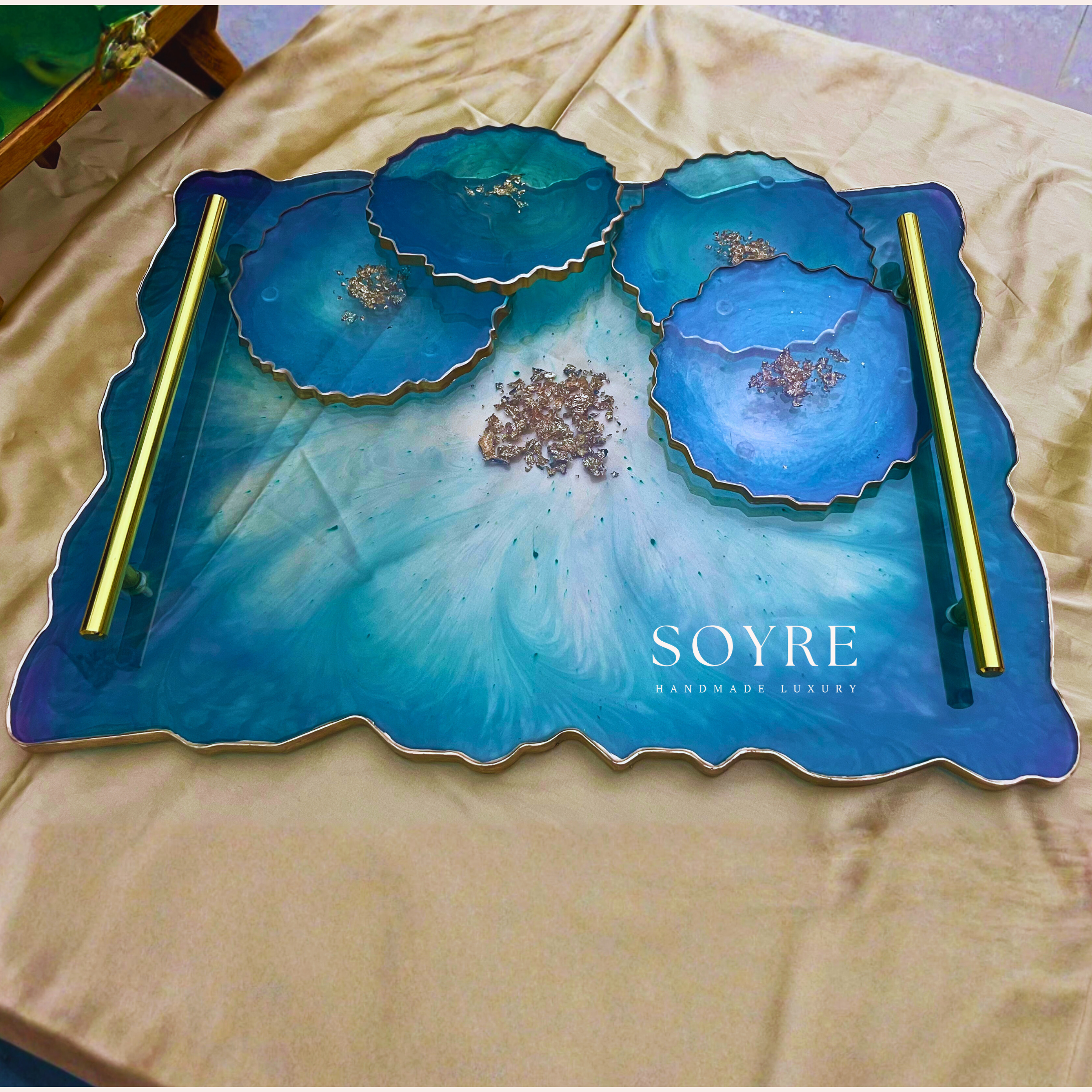 Peacock Blue Tray (16 x 12 inches)