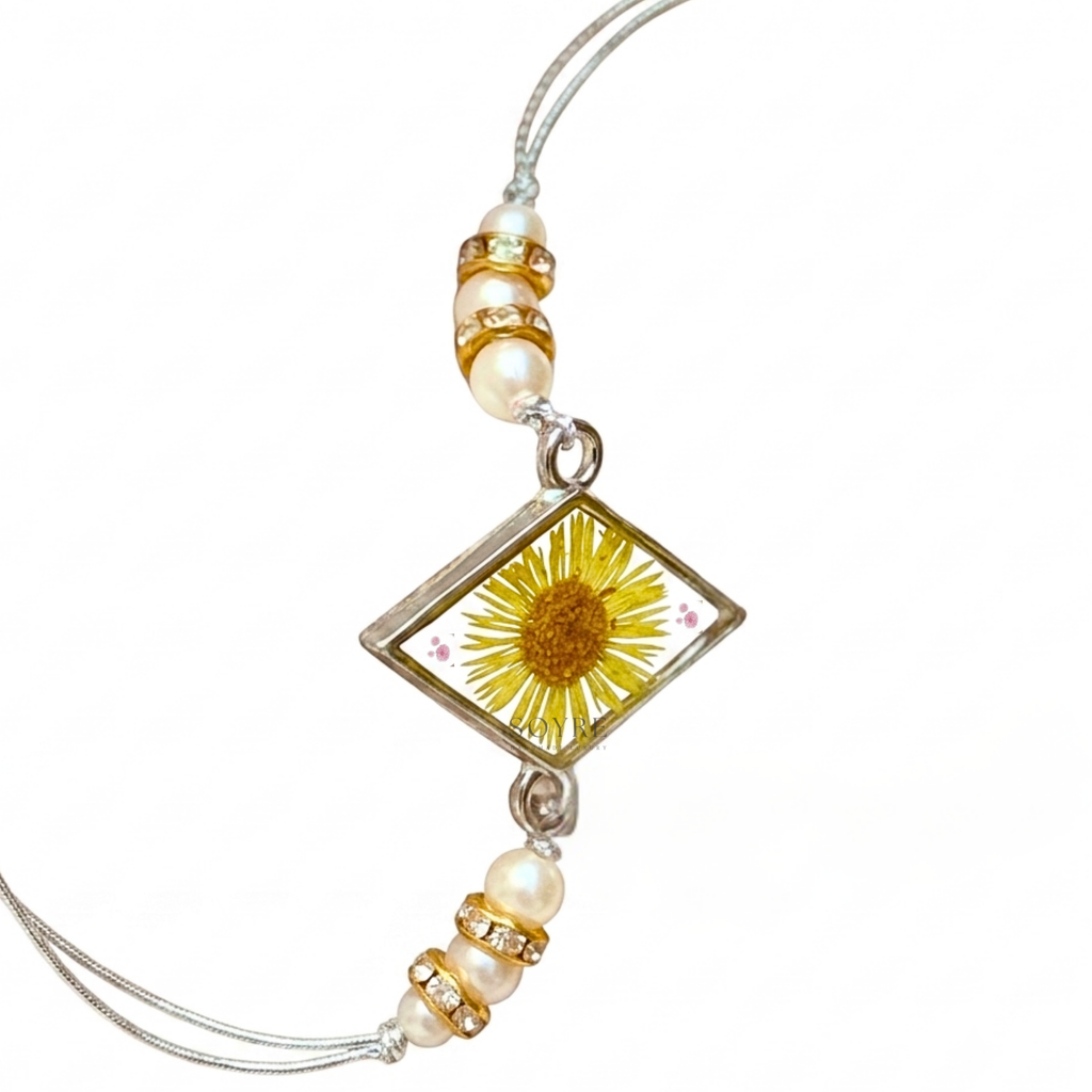 Amber Kite Rakhi | Real Pressed Flower