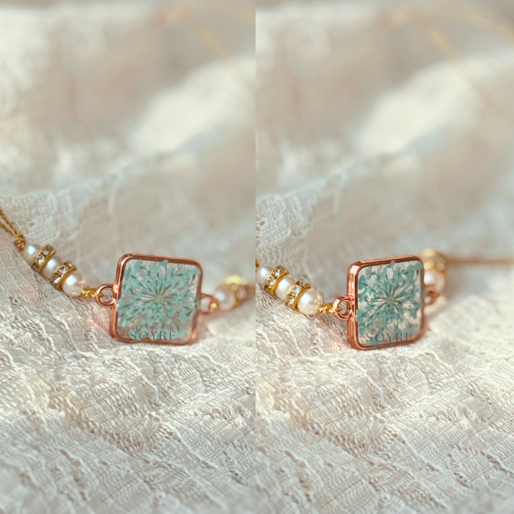 Turquoise Lace Rakhi | Real Pressed Flower