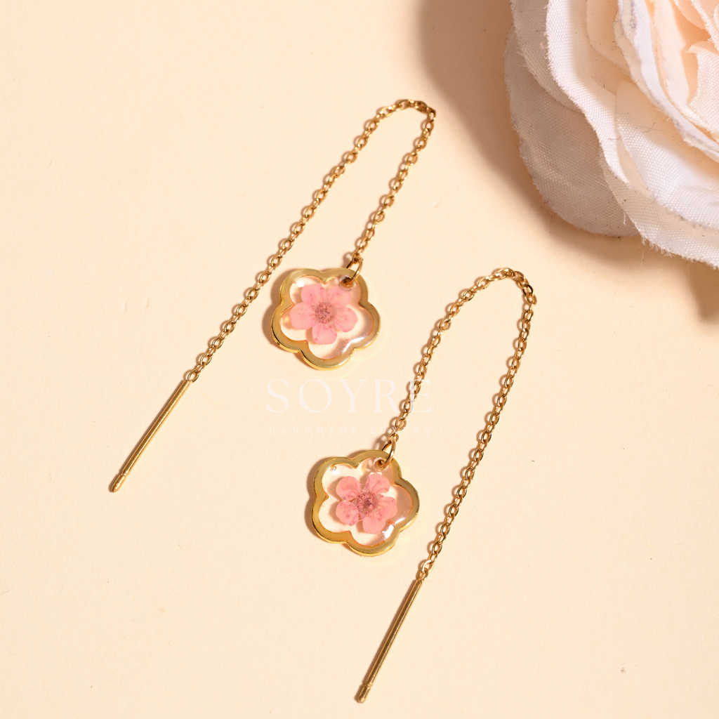 Dainty Plum Earrings - Pink