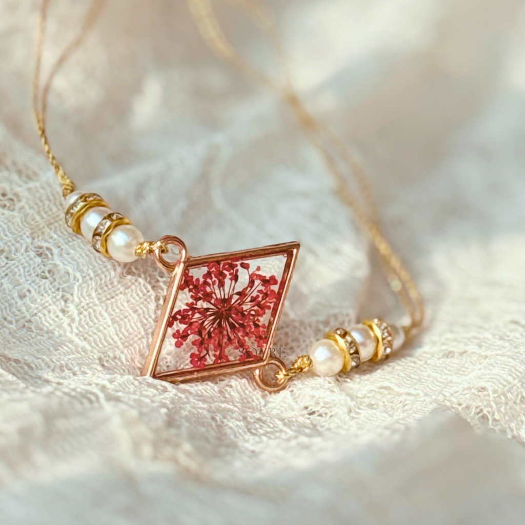 Crimson Lace Rakhi | Real Pressed Flower