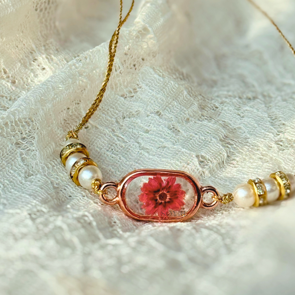 Ruby Oval Rakhi | Real Pressed Flower