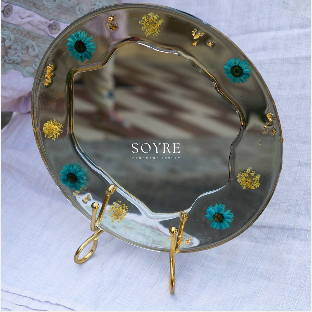 Teal Beauty Floral Mirror