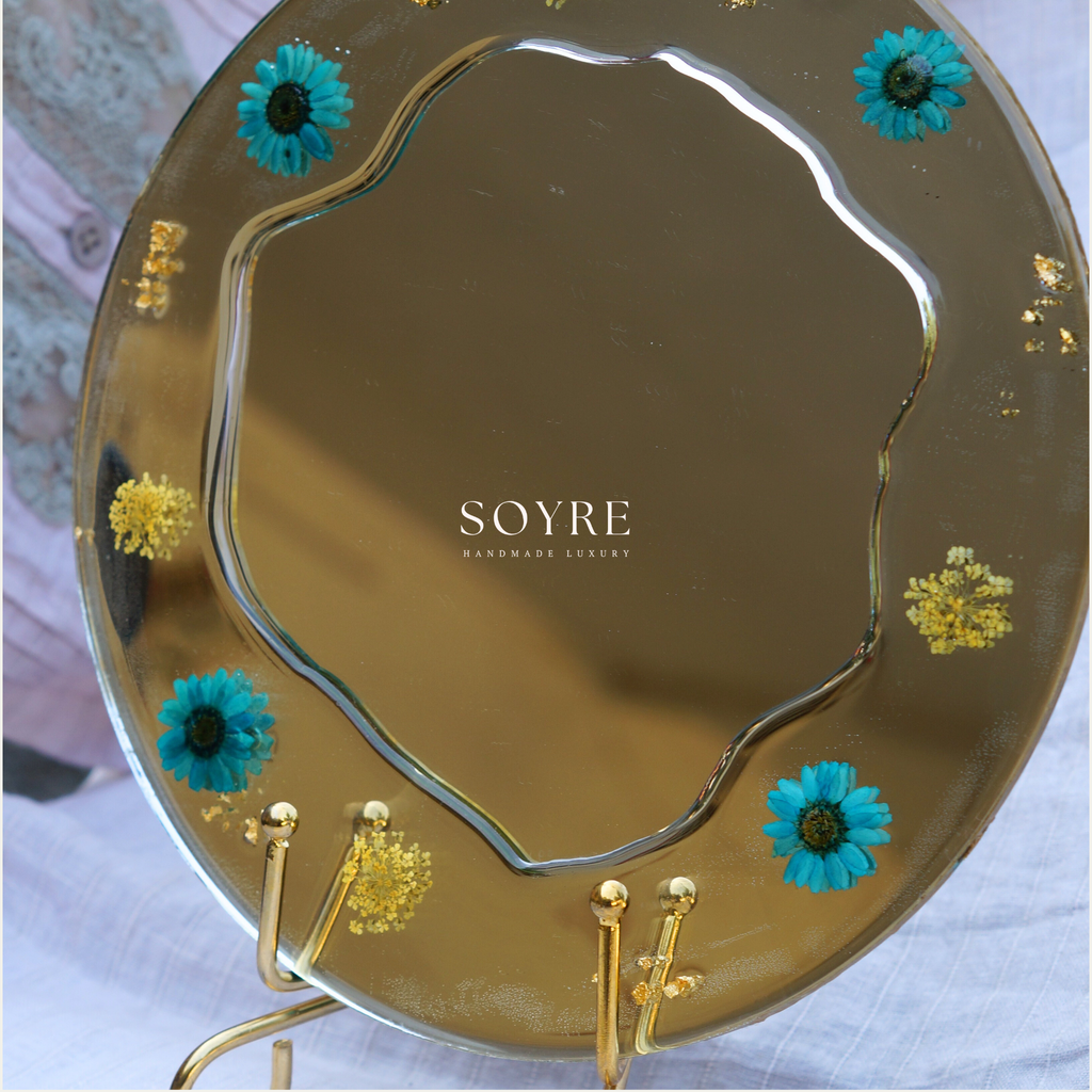 Teal Beauty Floral Mirror