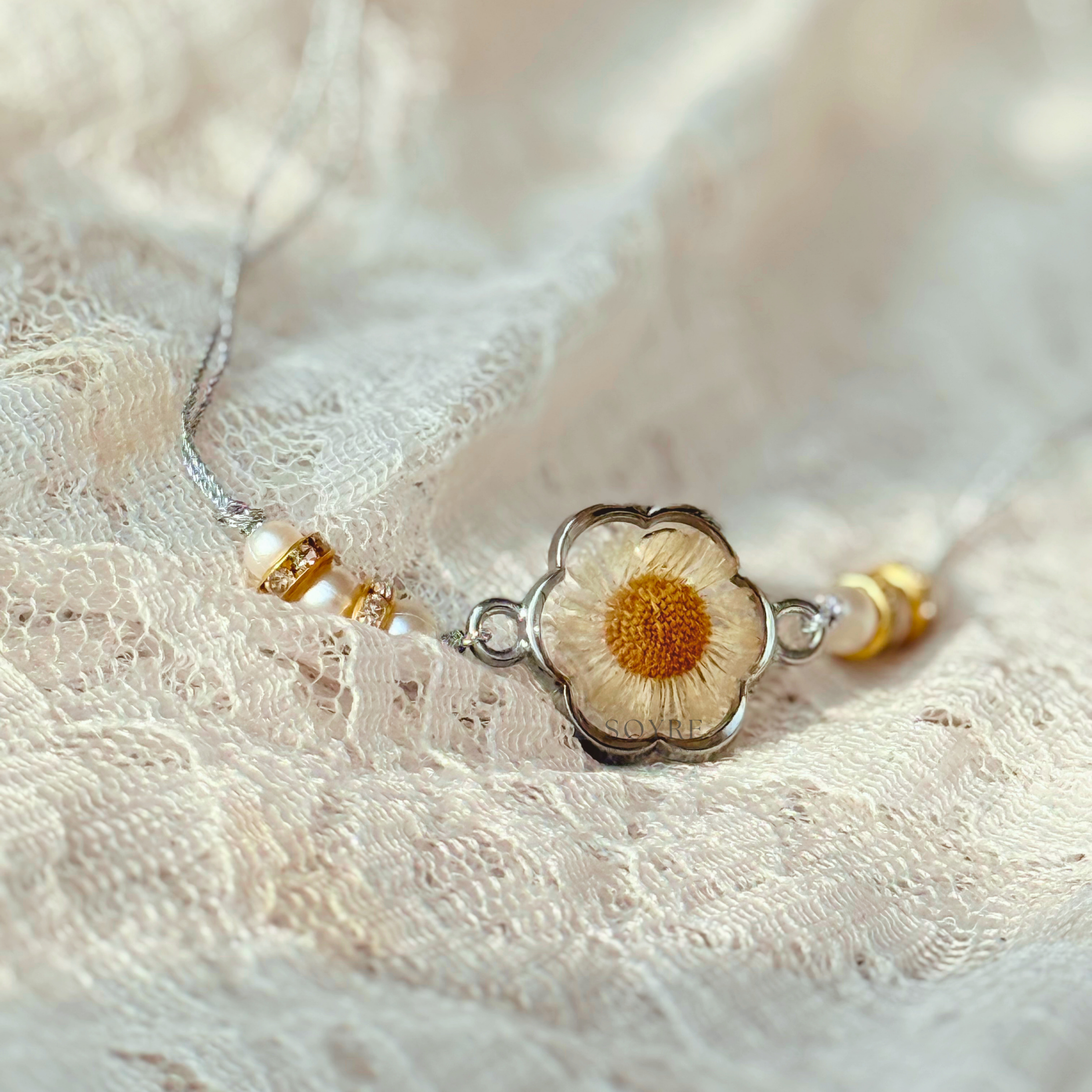 Snow Aster Rakhi | Real Pressed Flower