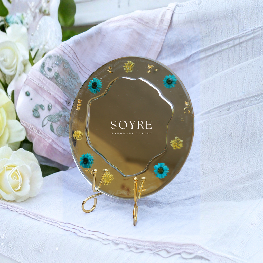 Teal Beauty Floral Mirror