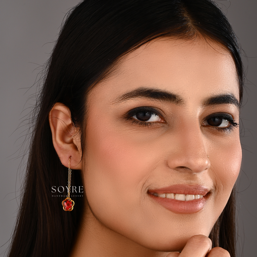 Dainty Plum Earrings - Red