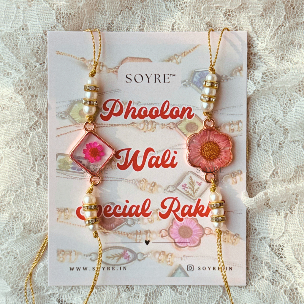 Blush Duo Rakhi | Set of 2, Real Pressed Flower