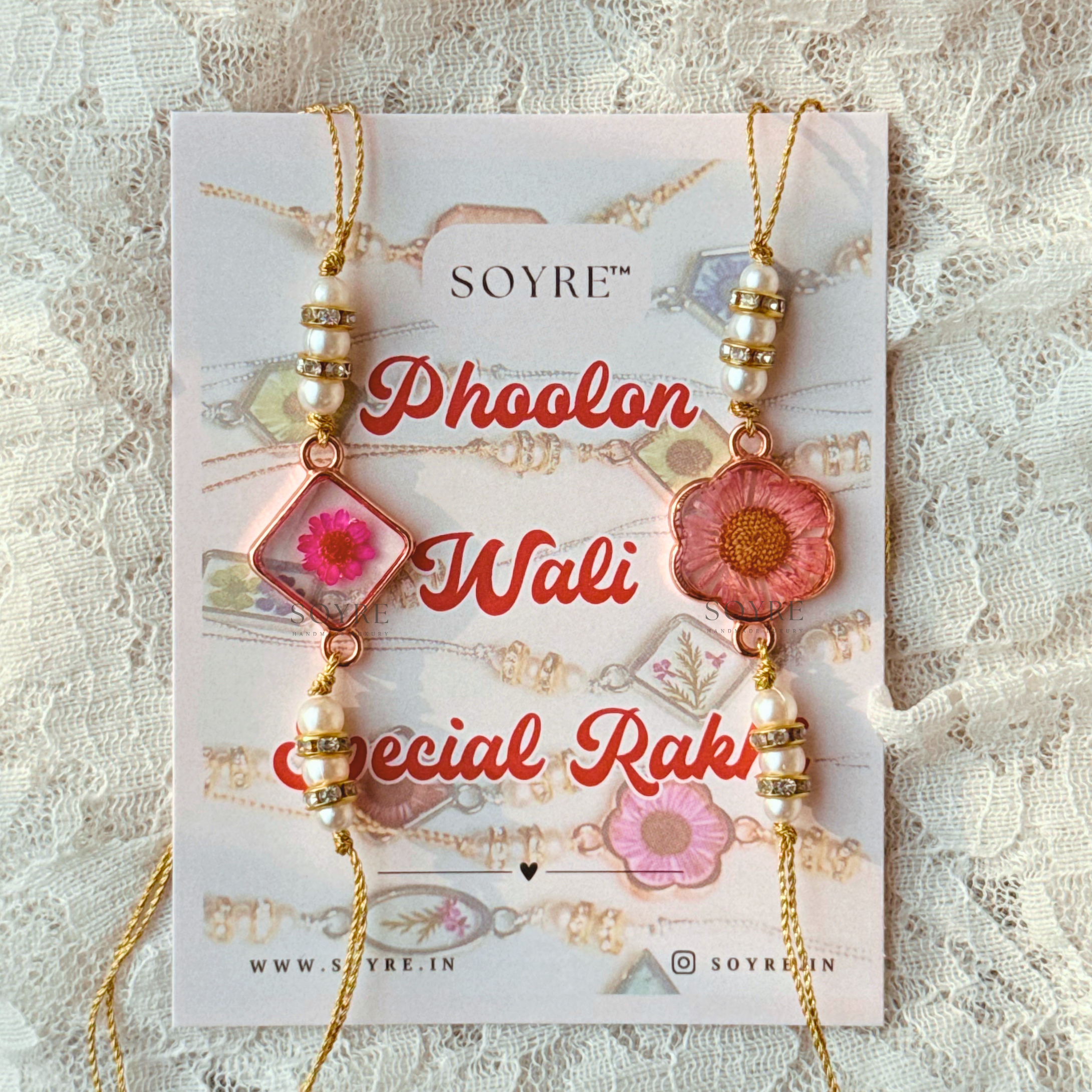 Blush Duo Rakhi | Set of 2, Real Pressed Flower