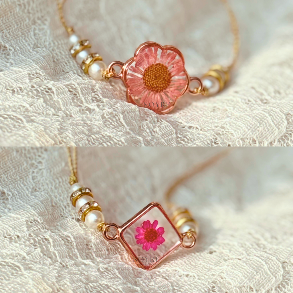 Blush Duo Rakhi | Set of 2, Real Pressed Flower