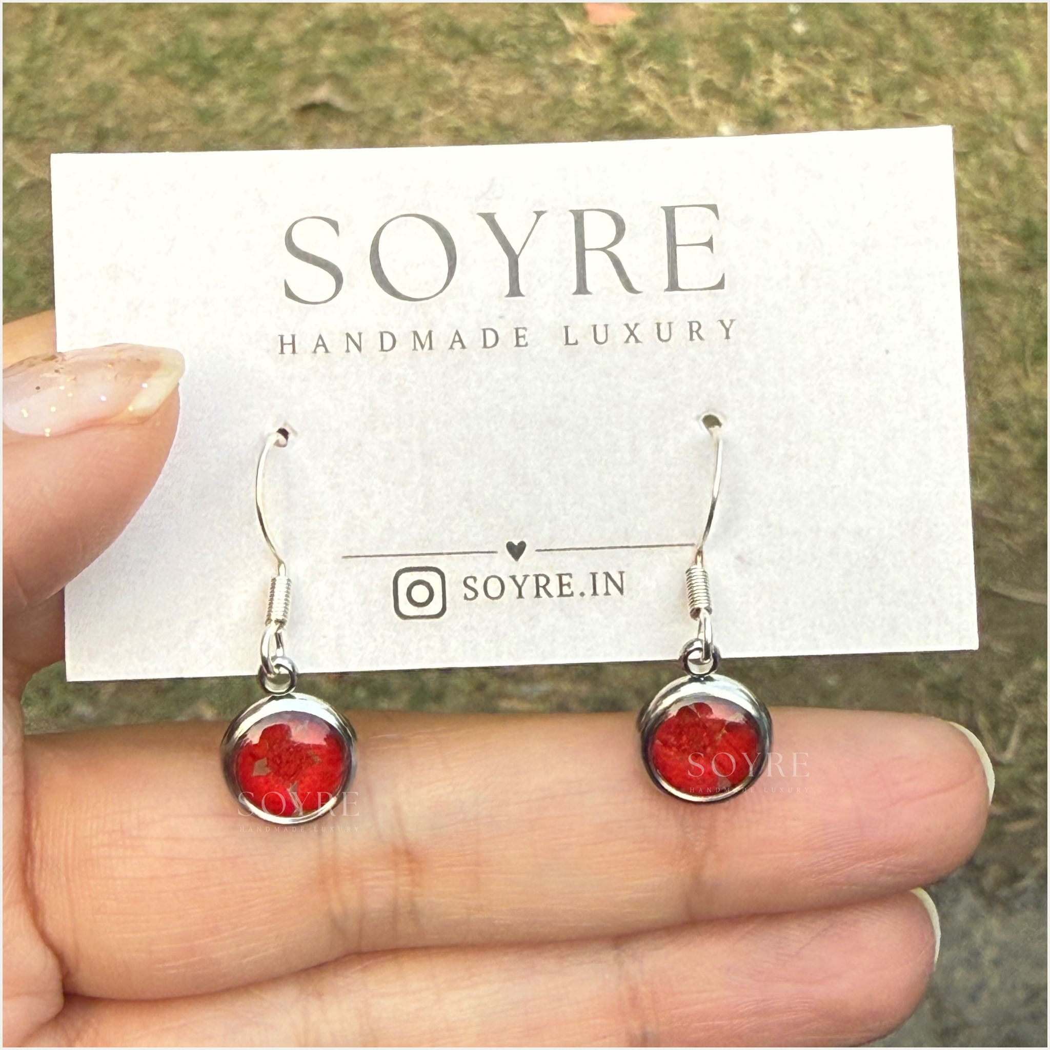 Dew Drop Earrings - Red