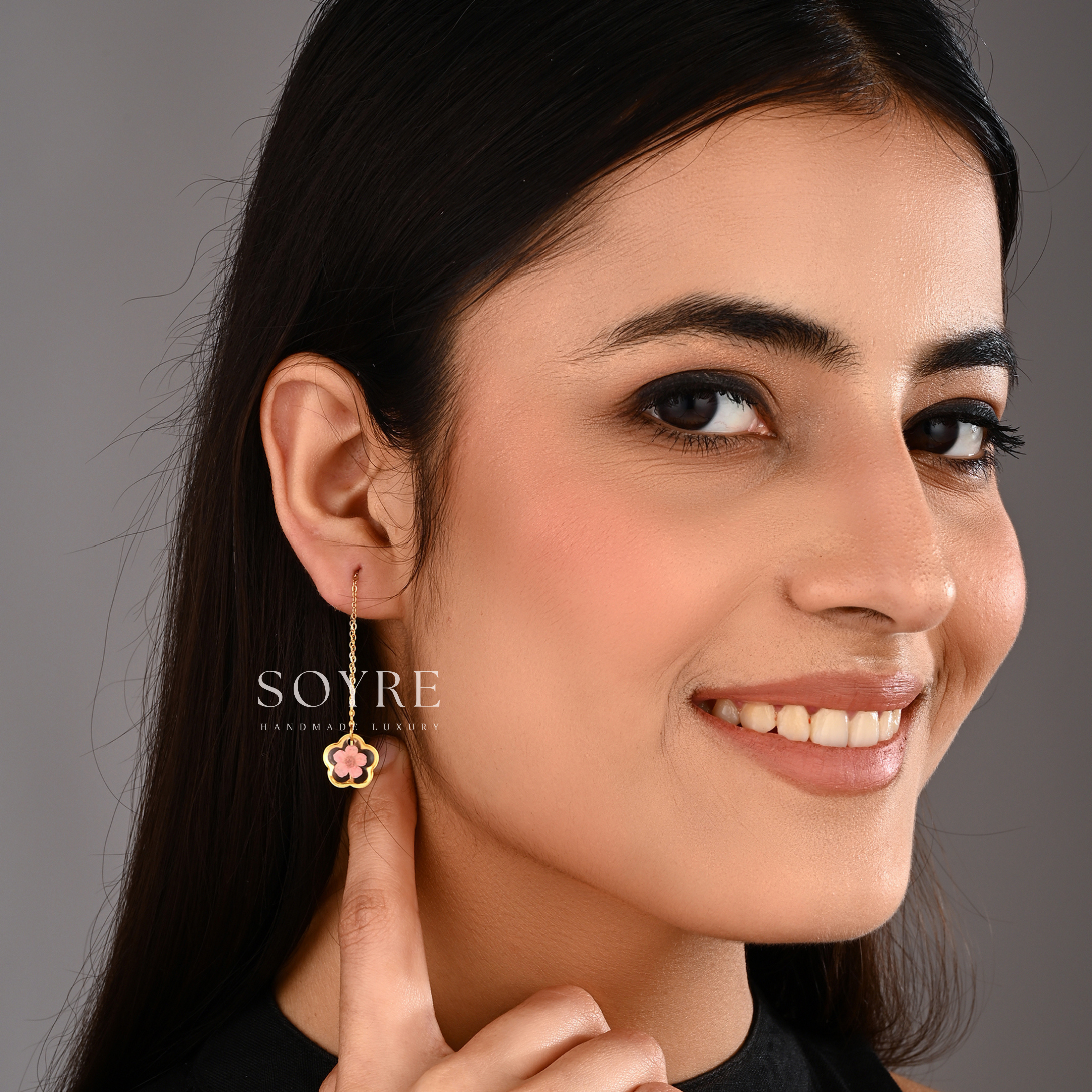 Dainty Plum Earrings - Pink