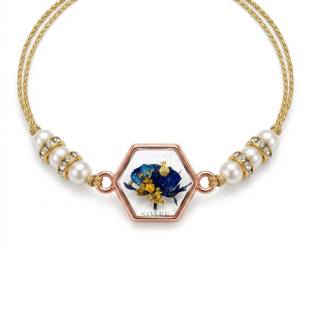 Midnight Gold Rakhi | Real Pressed Flower
