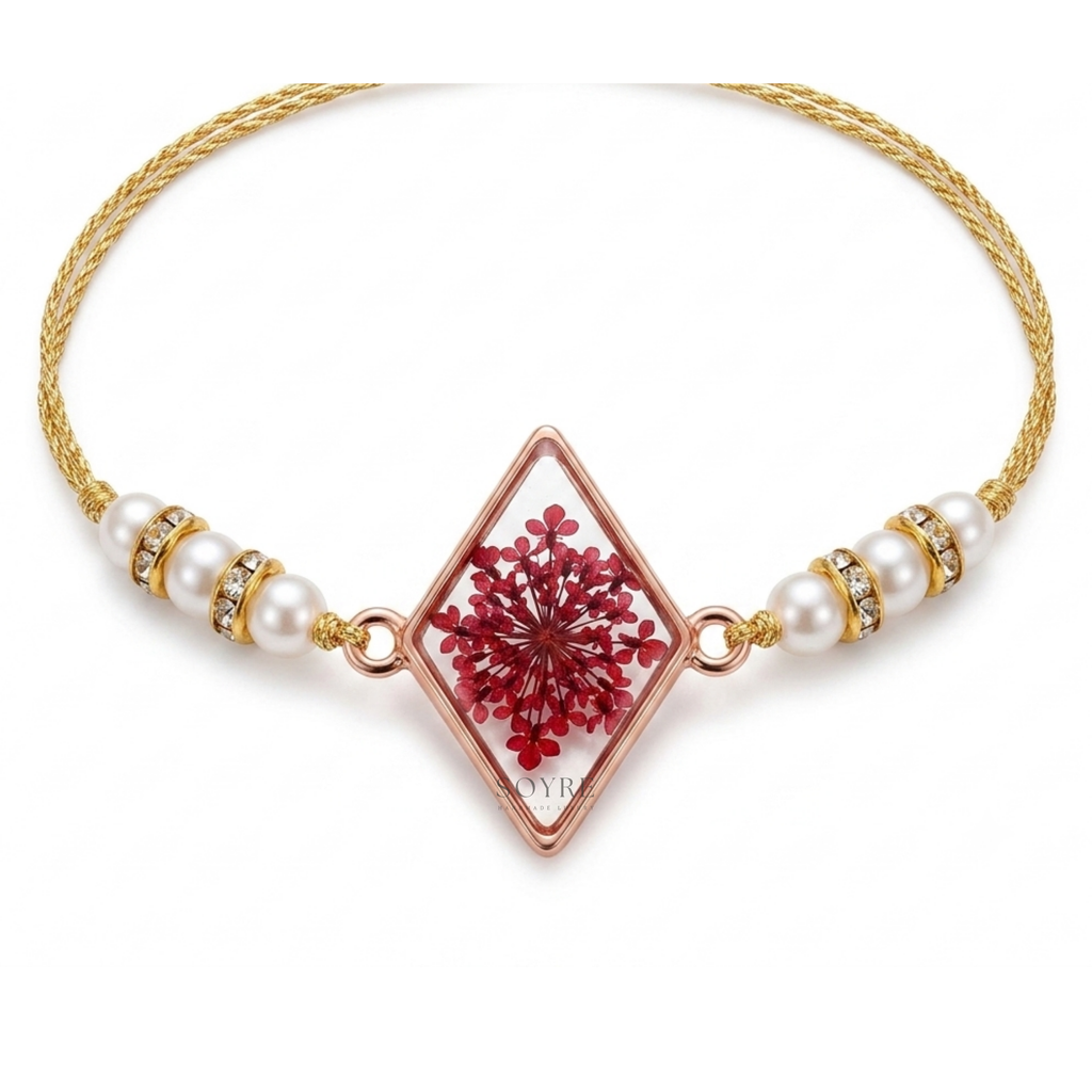 Crimson Lace Rakhi | Real Pressed Flower