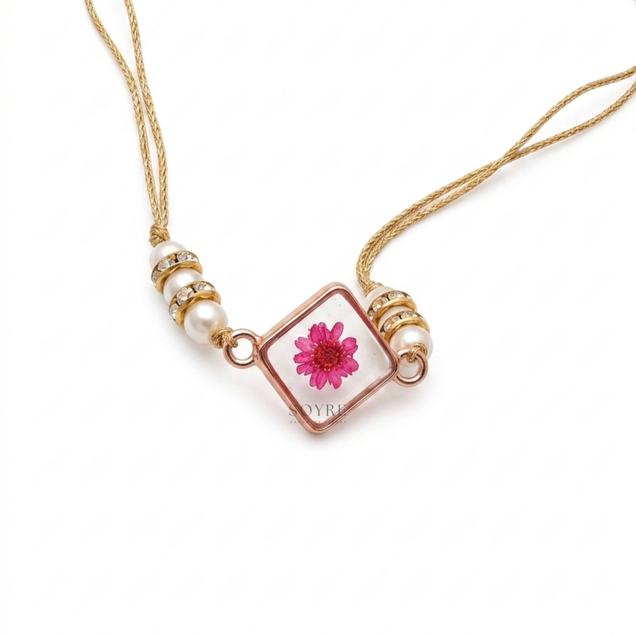 Rani Square Rakhi | Real Pressed Flower