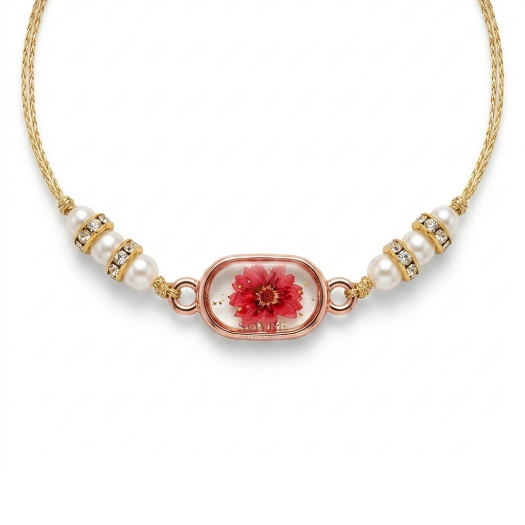 Ruby Oval Rakhi | Real Pressed Flower
