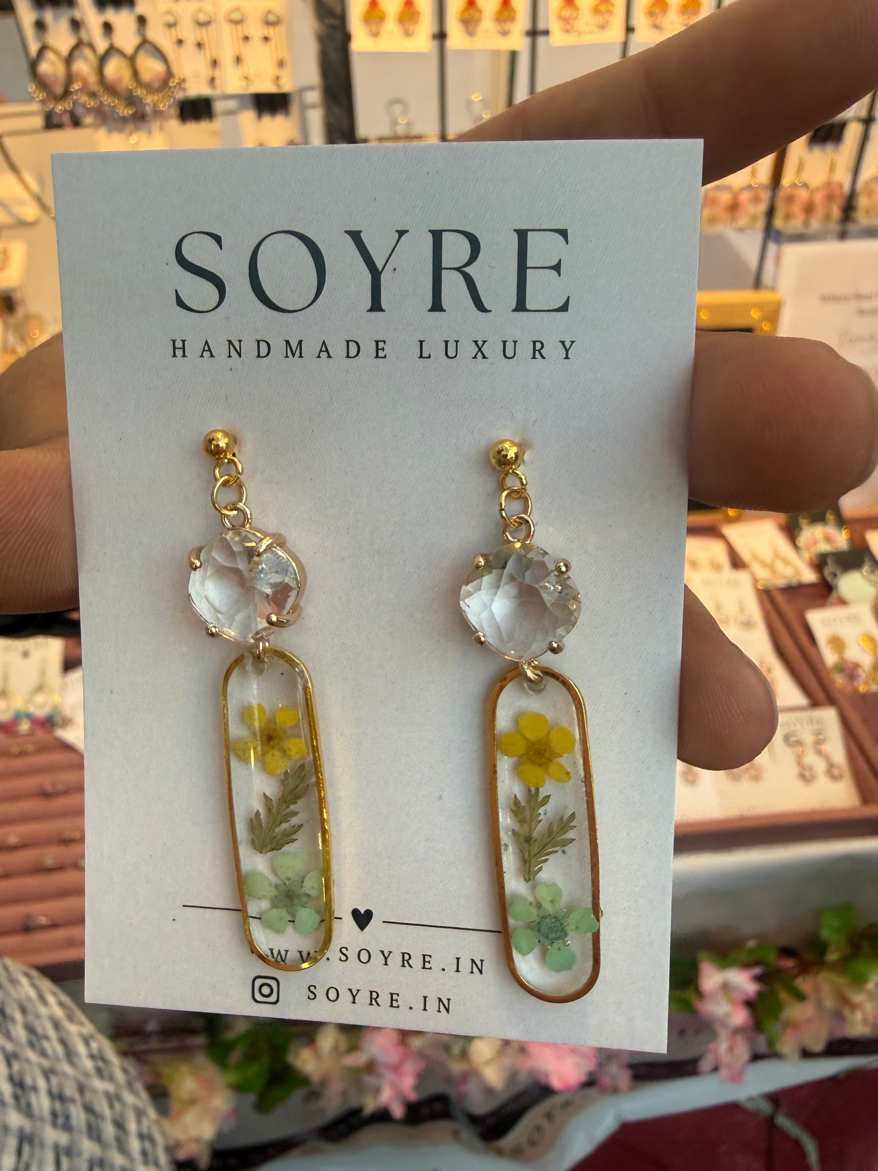 Thin Crystal Drops - Yellow and Turquoise