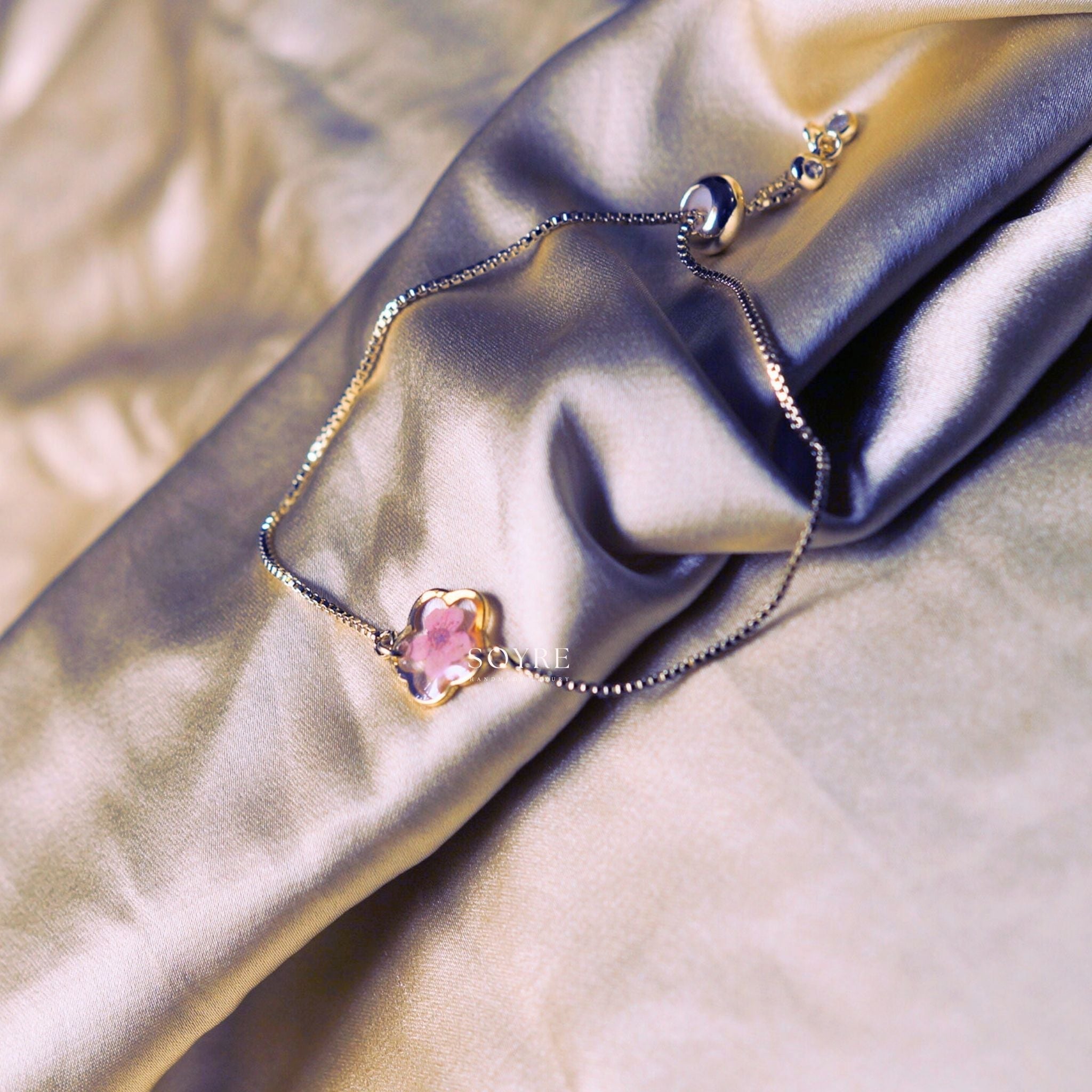 Handmade bracelet made of real flowers