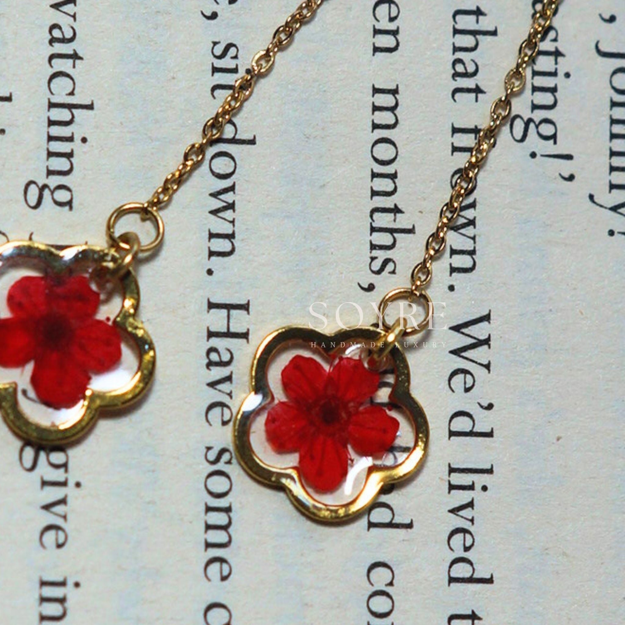 Handmade botanical earrings made of real flowers