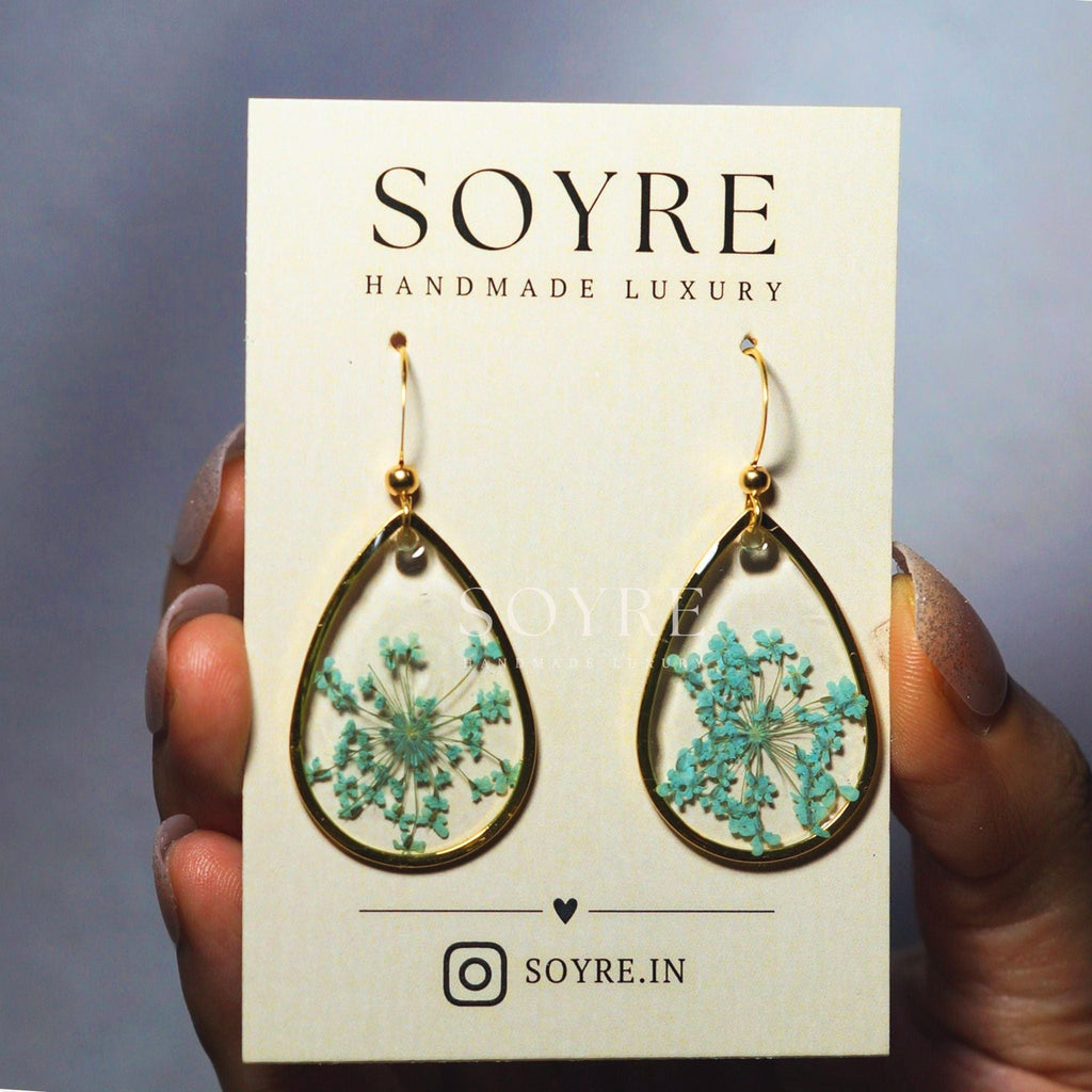 Handmade earrings made of real flowers