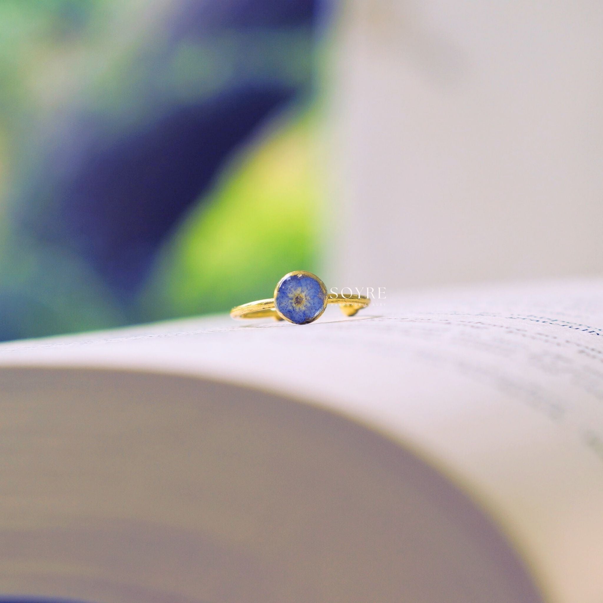 Handmade ring made of real flowers