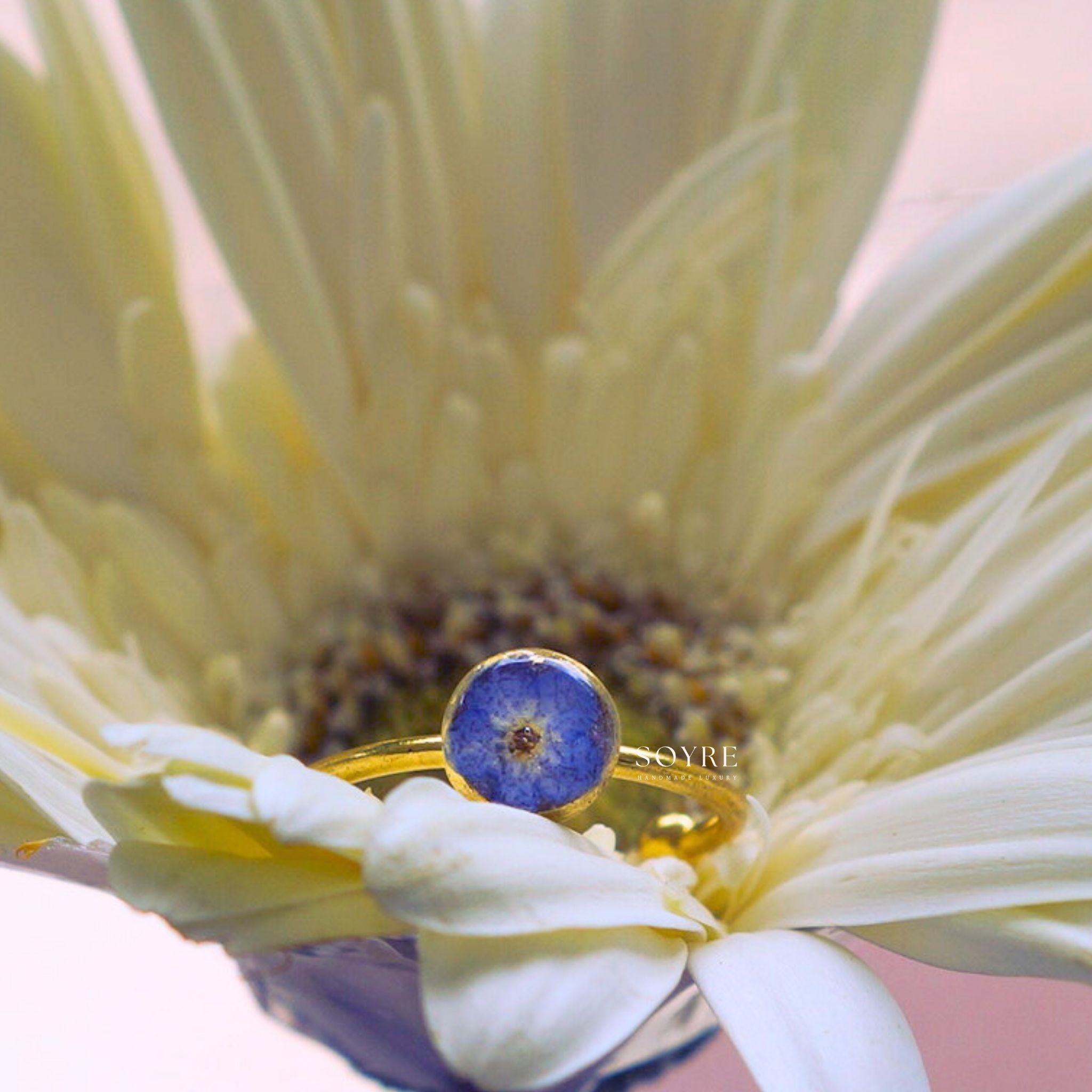 Handmade botanical ring made of real flowers