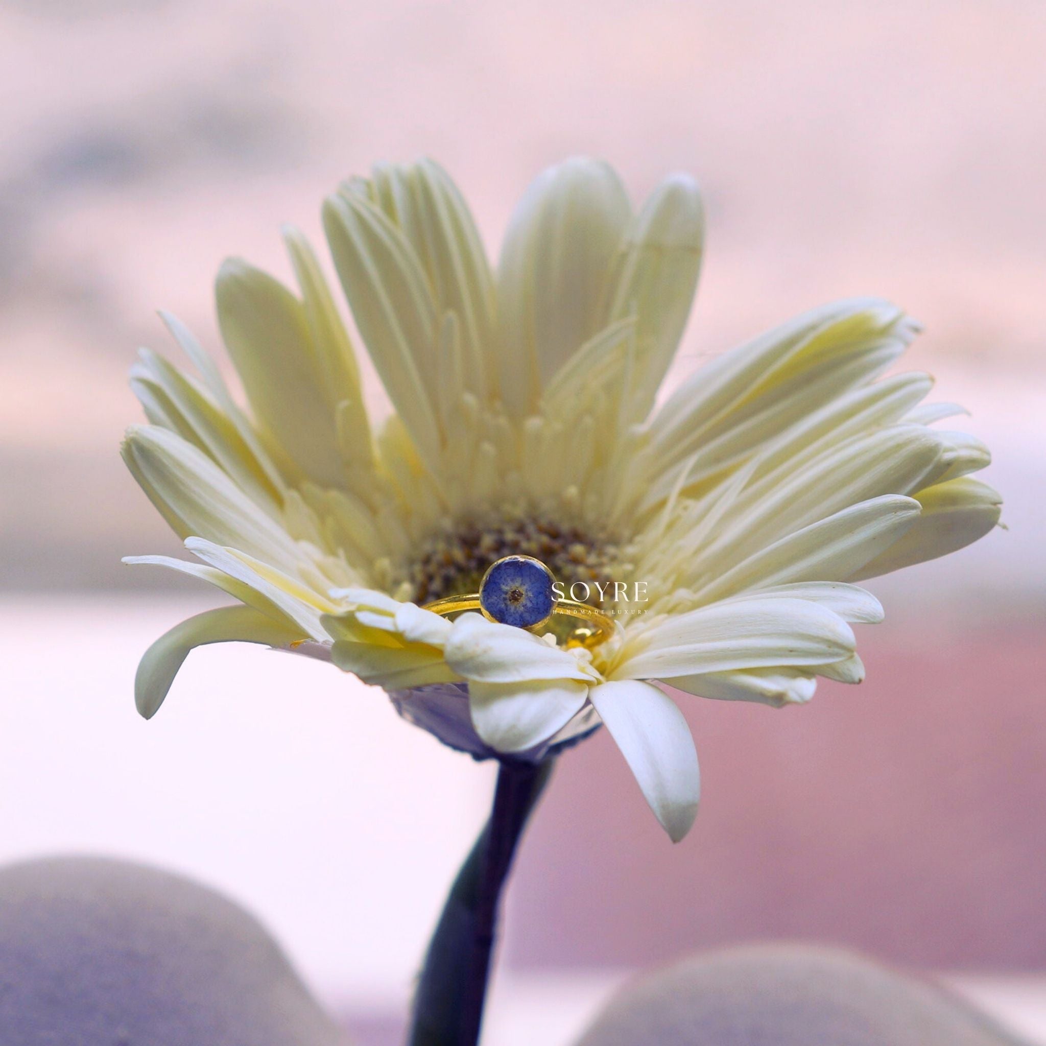 Handmade jewelry ring made of real flowers