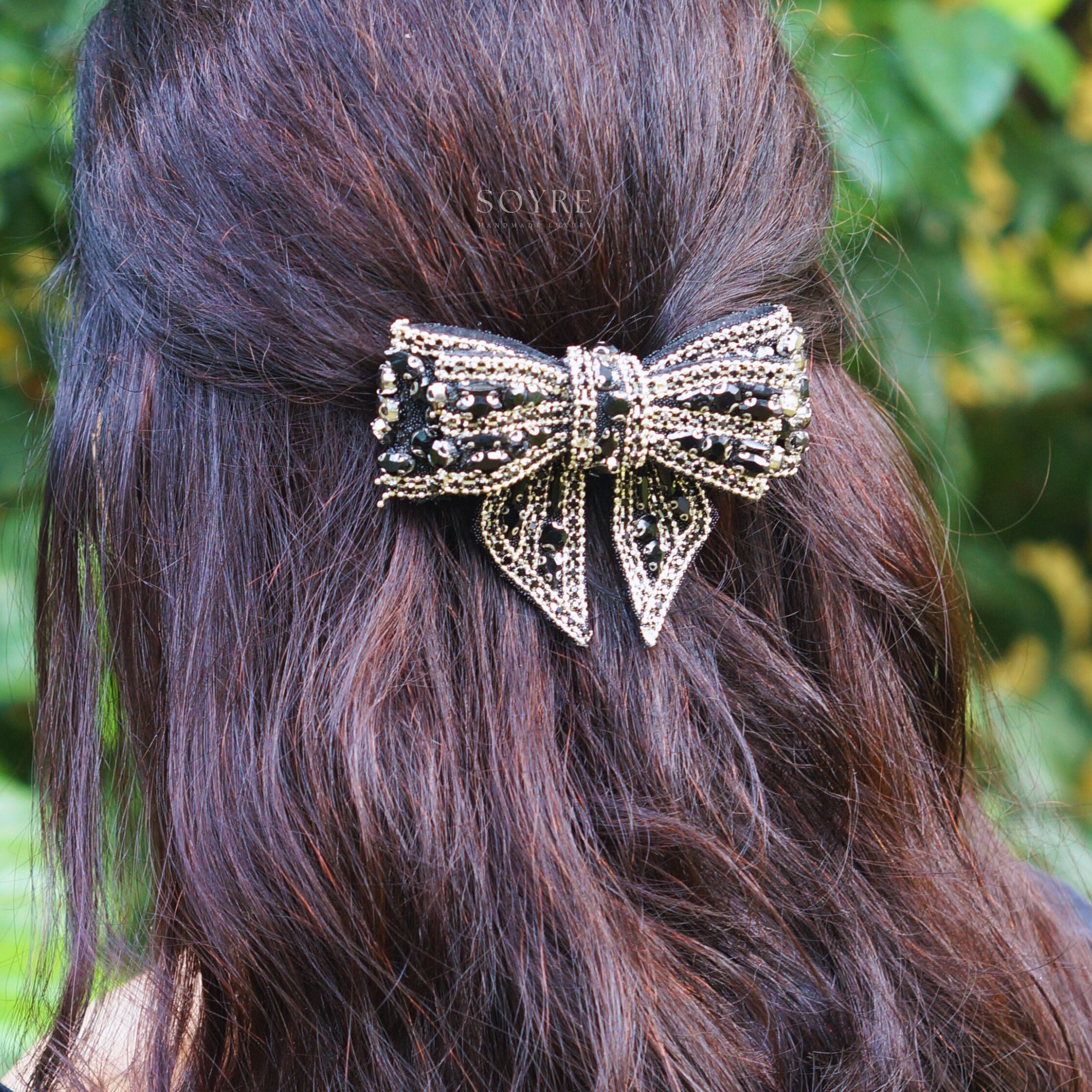 Glitterati Embellished Bow - Black - Preview Image