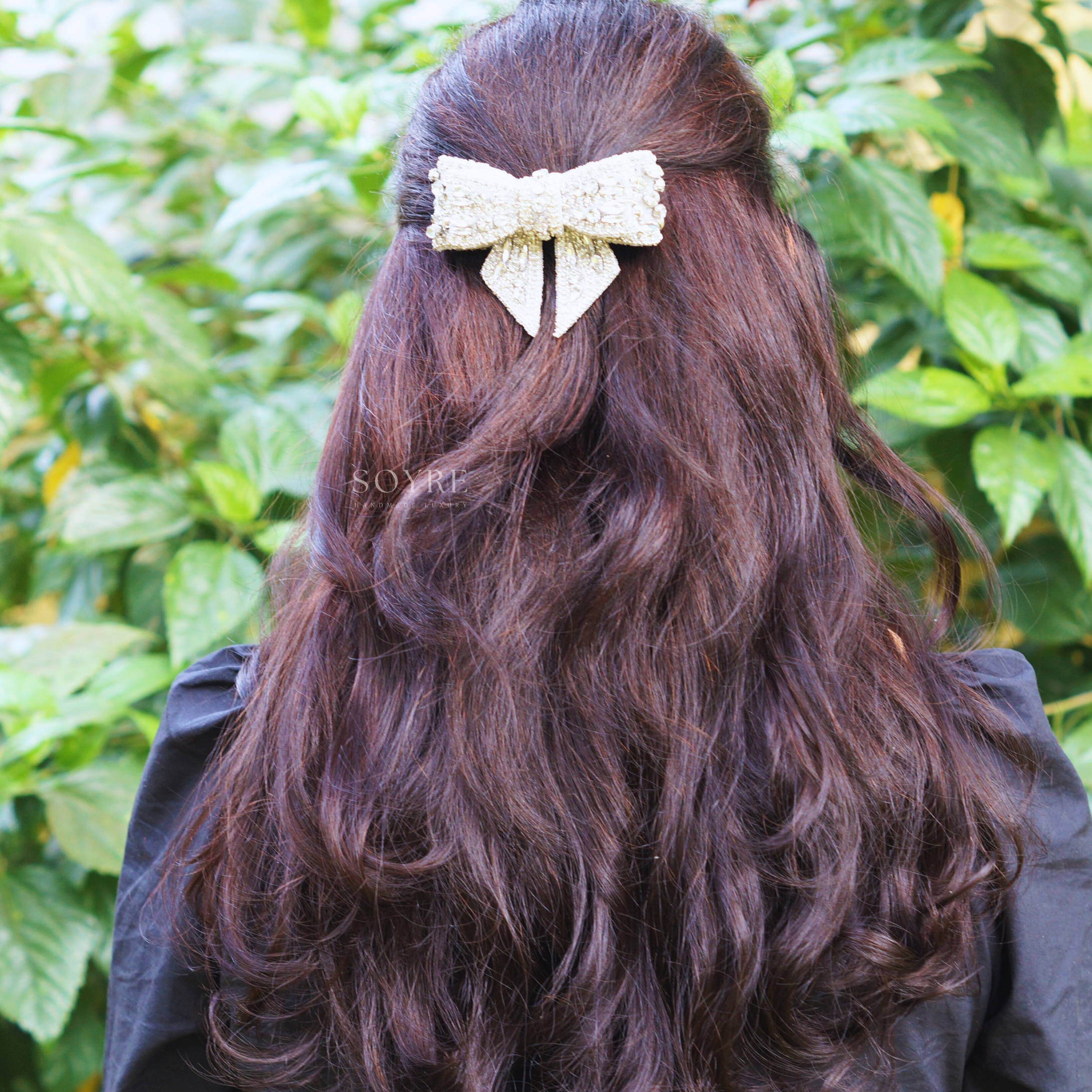 Glitterati Embellished Bow - Grey - Lifestyle Image