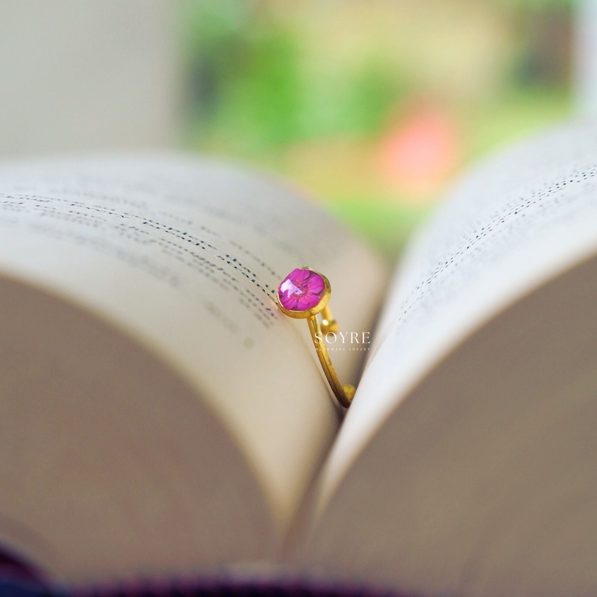 Handmade resin ring made of real flowers