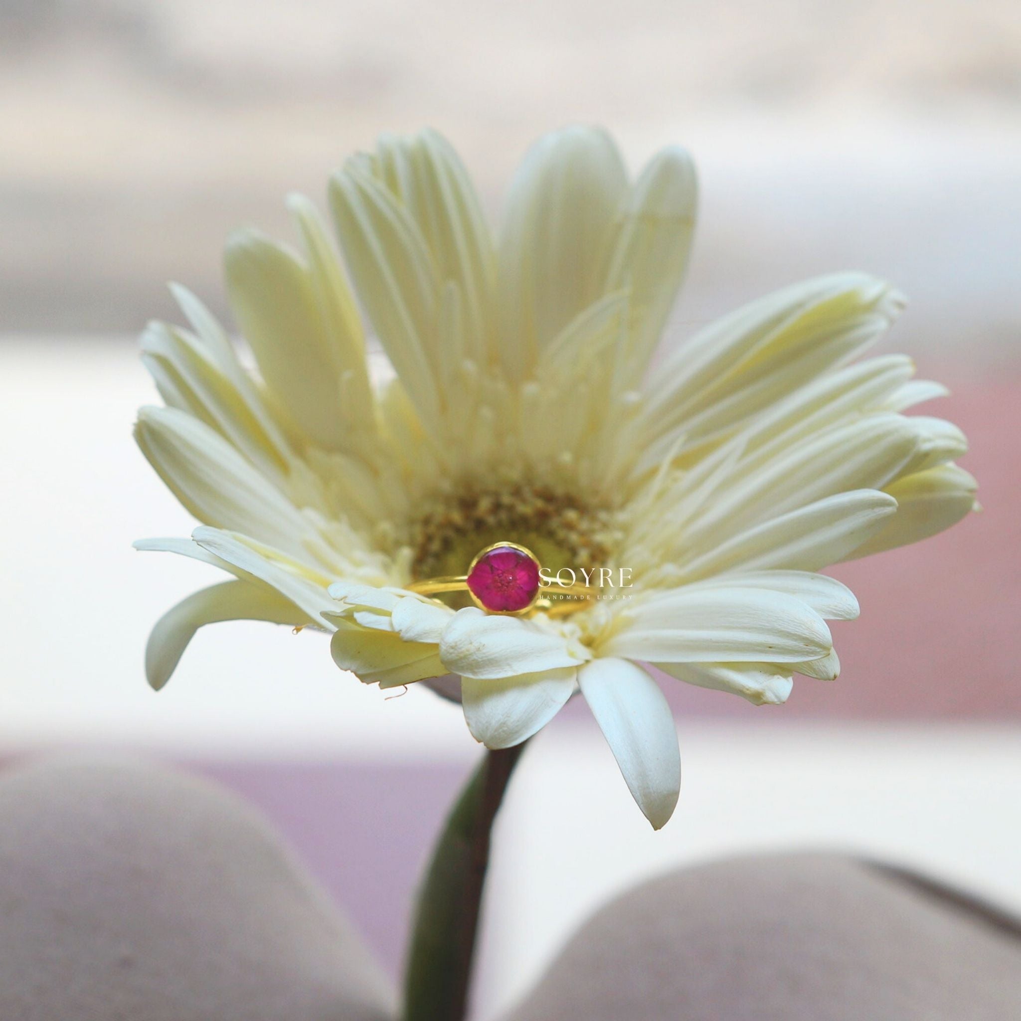 unique handmade rings with preserved flowers