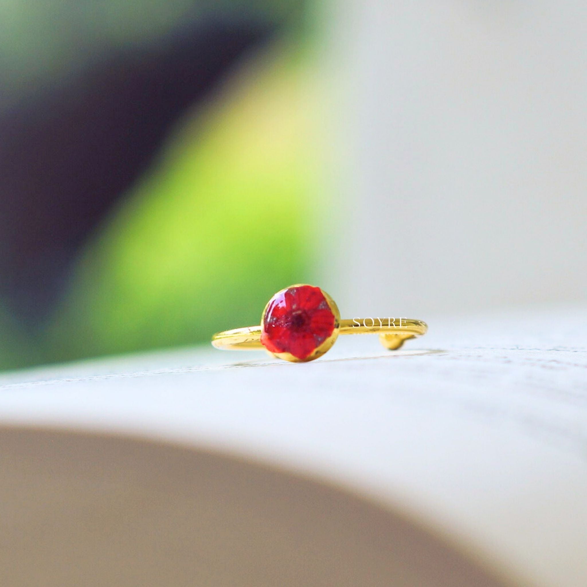 Handmade botanical ring made of real flowers