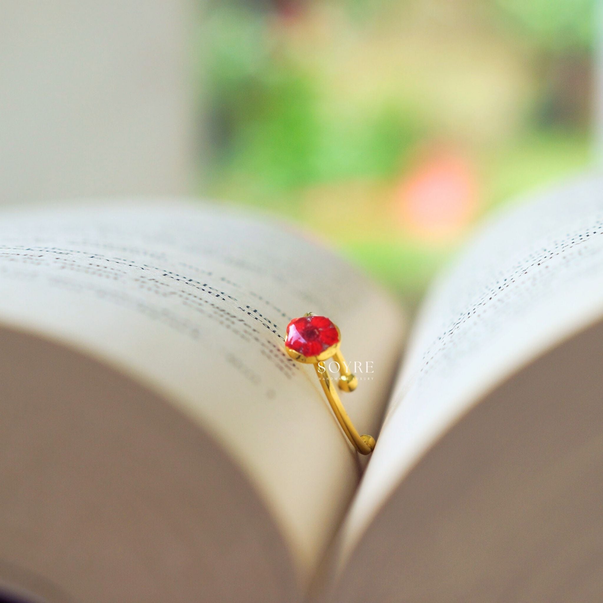 Handmade jewelry ring made of real flowers