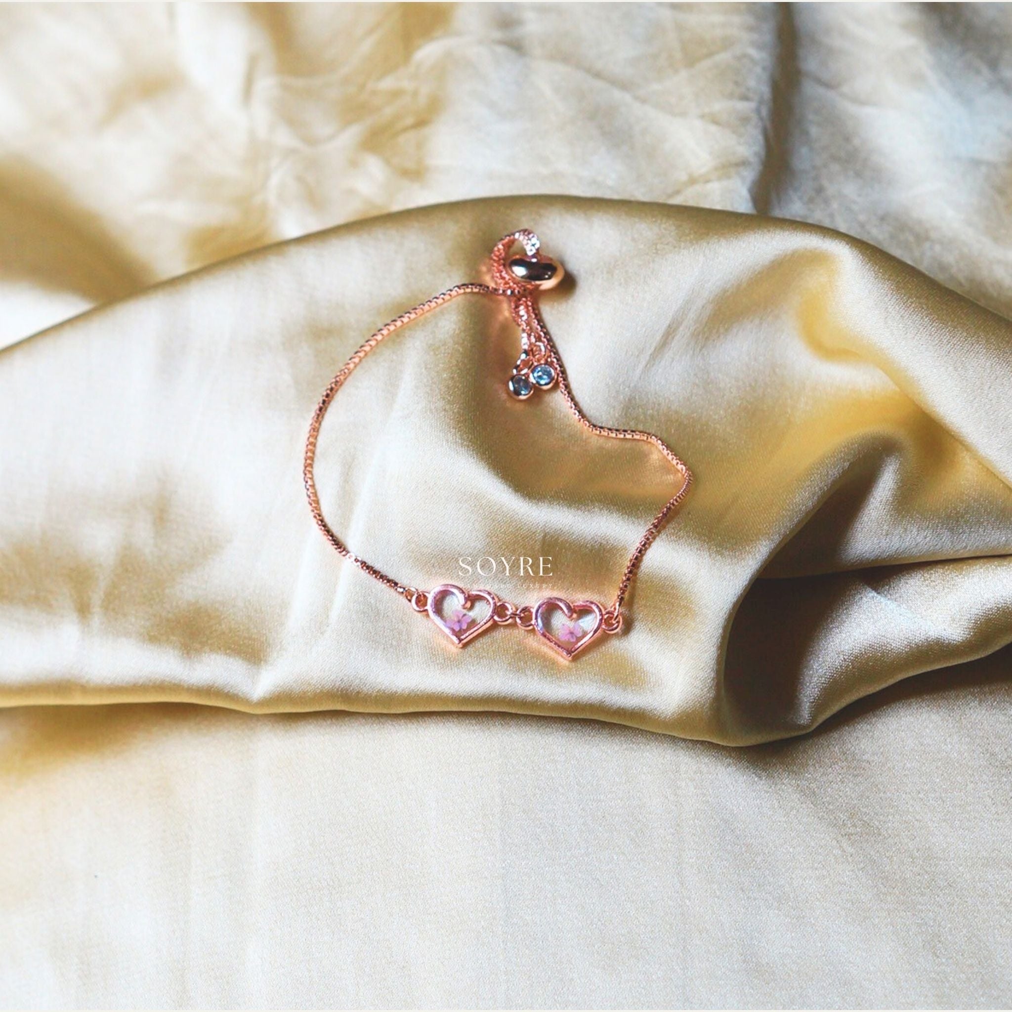 Handmade jewelry bracelet made of real flowers