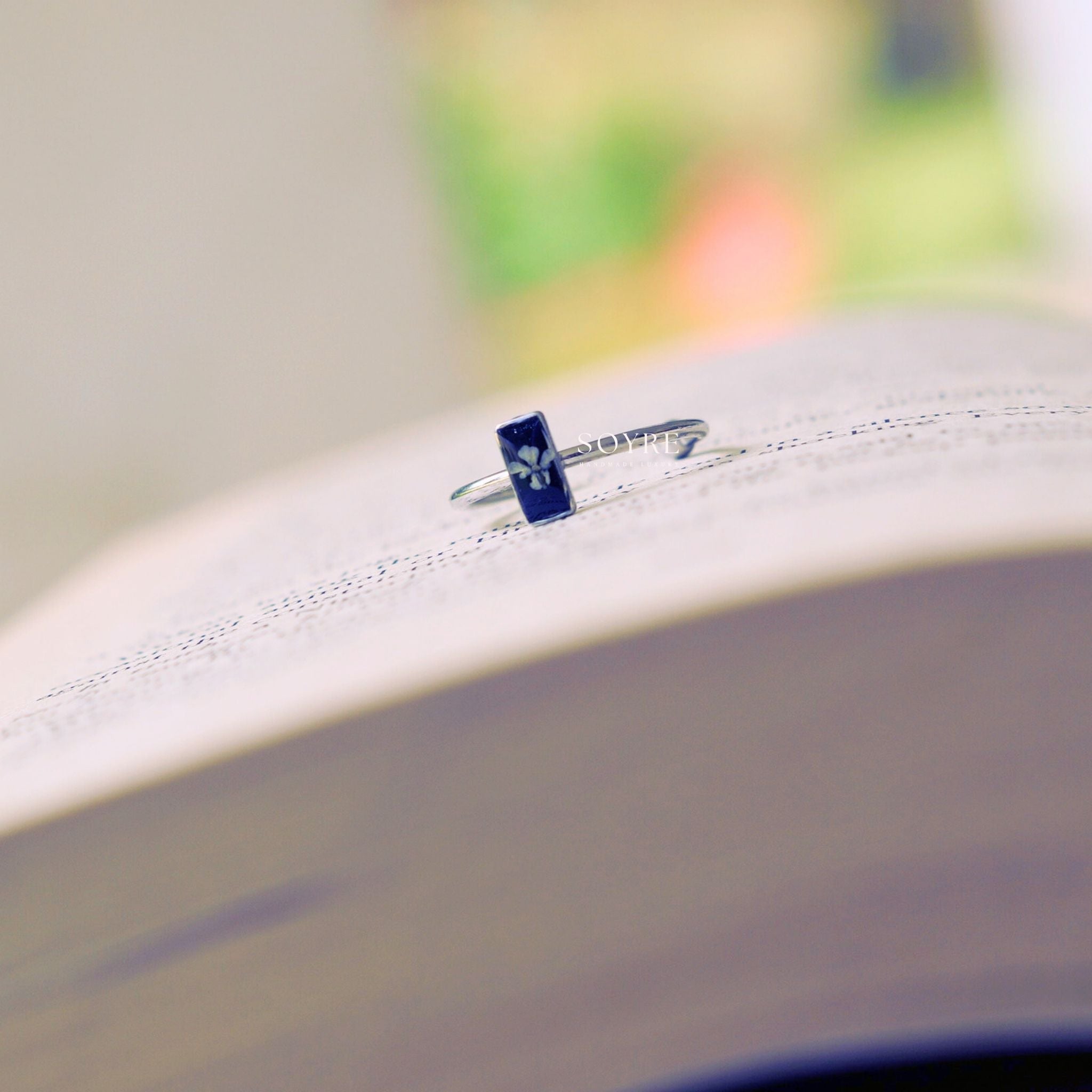 Handmade ring made of real flowers