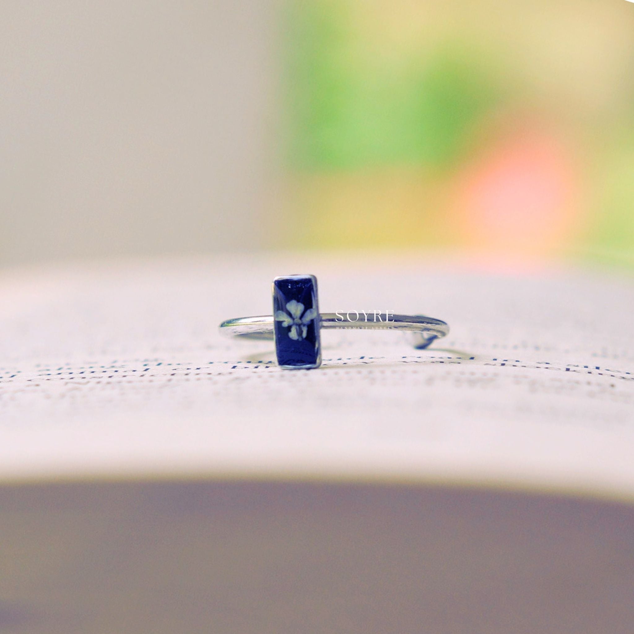 Handmade botanical ring made of real flowers